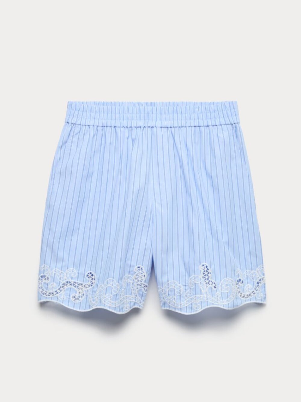 Marks & Spencer Pure Cotton Embroidered Striped Shorts **UK sizing converted**